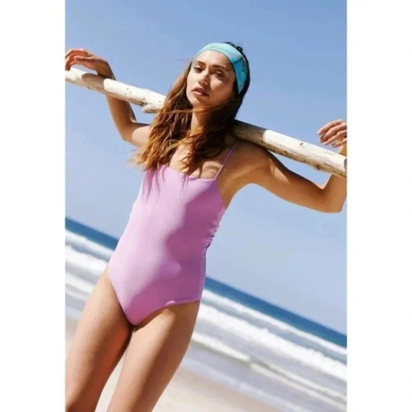 NWT Free People x Gillia Dahlia One-Piece Swim Suit cutouts revolve purple - Picture 6 of 8